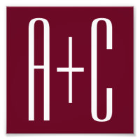 Enkel Par Initialer | Vit & Burgundy