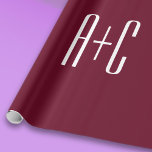 Enkel Par Initialer | Vit & Burgundy Presentpapper<br><div class="desc">Klassi,  djärv och modern..</div>