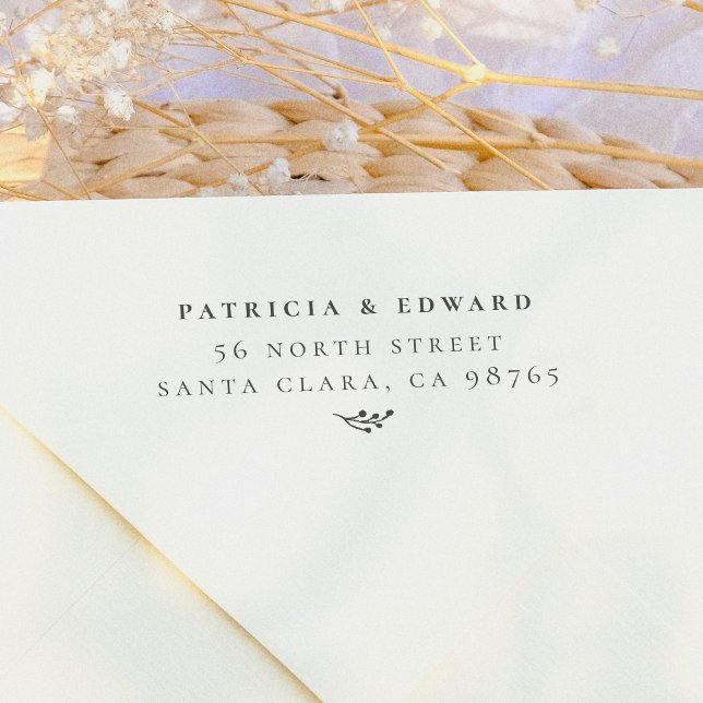 Enkel Par Namn & Rustic Sprig Returadress Självfärgande Stämpel (Skapare uppladdad)