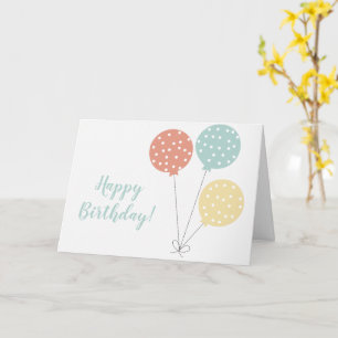 Enkel pastel Birthday Balloons Polka dots Kort