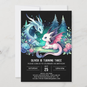 Enkel Pastel Dragon Birthday Inbjudningar
