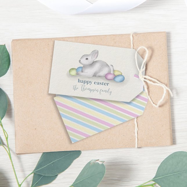Enkel Pastel Glad påsk Bunny Cute Classic Presentetikett (Skapare uppladdad)