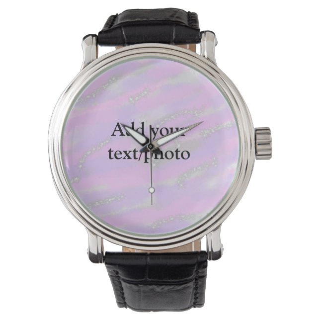 Enkel pastel glitter färgstark lägger till textfot armbandsur (Framsida)