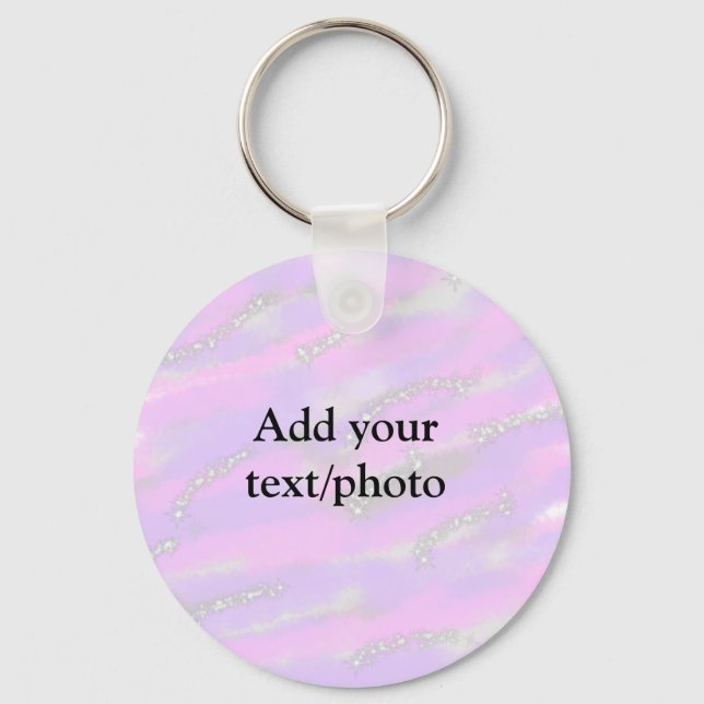 Enkel pastel glitter färgstark lägger till textfot nyckelring (Framsida)