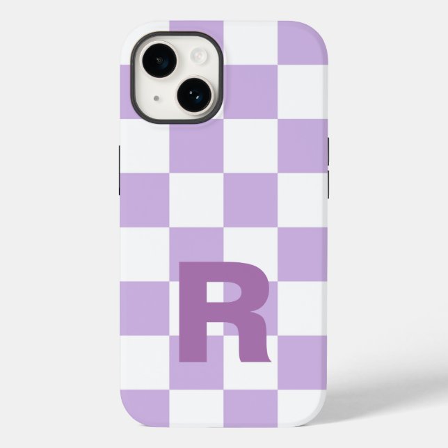 Enkel Pastel Lila Lilac Checkered Monogram (Baksida)