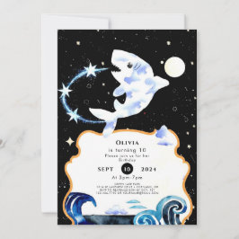 Enkel pastel Magic Shark Birthday Inbjudningar