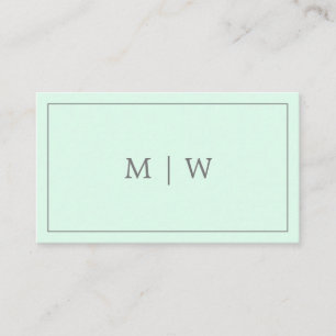 Enkel Pastel Mint-Grönt två första Monogram-Logoty Visitkort