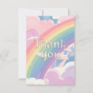 Enkel Pastel Rainbow och moln Tack Kort