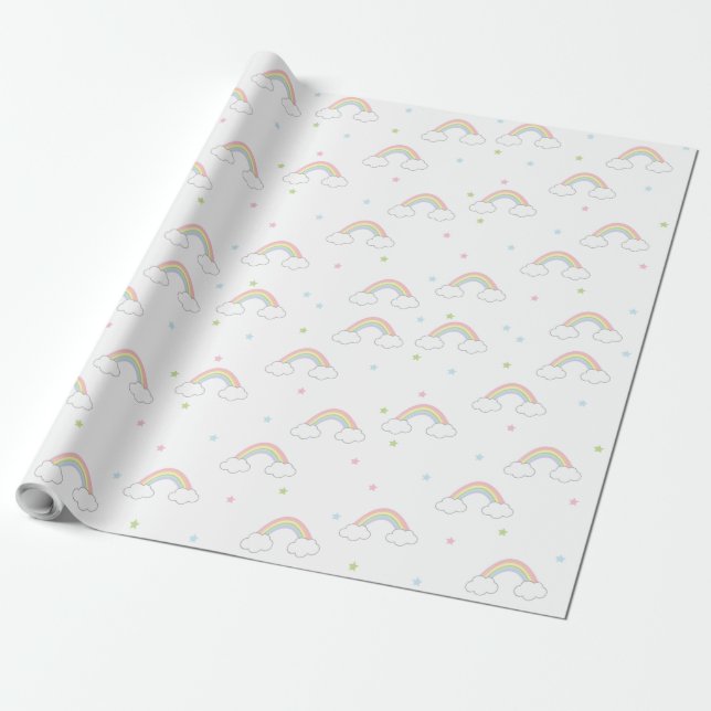 Enkel Pastel Rainbow Presentpapper (Utrullad)