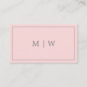 Enkel Pastel Rosa Grått 2 Initial Monogram Logotyp Visitkort