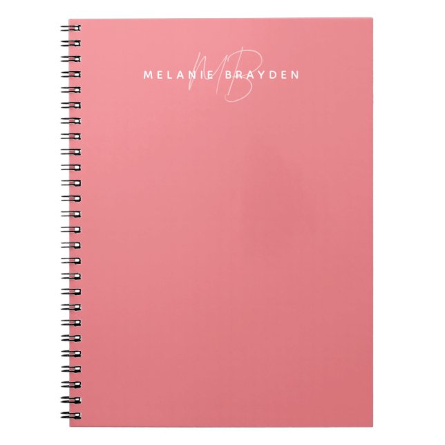 Enkel Pastel Rosa-minimalistisk två Monogram Namn Anteckningsbok (Framsidan)