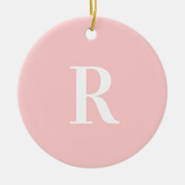 Enkel Pastel Rosa Monogram Julgransprydnad Keramik