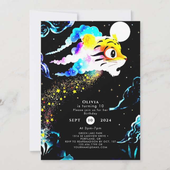 Enkel pastel Tiger Birthday Inbjudningar (Framsida)