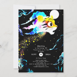 Enkel pastel Tiger Birthday Inbjudningar