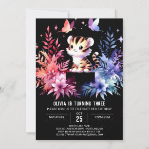 Enkel pastel Tiger Birthday Inbjudningar