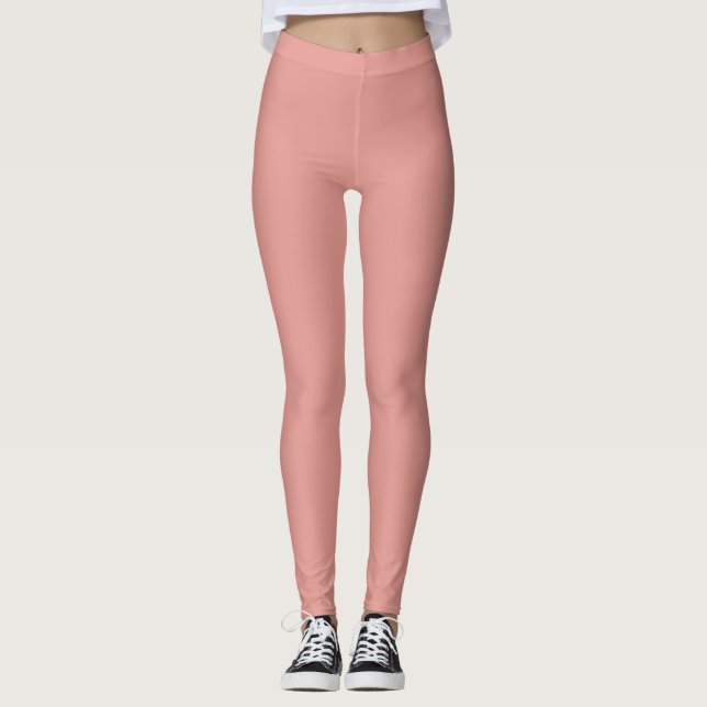 Enkel pastell flamingo rosa färg leggings (Framsida)
