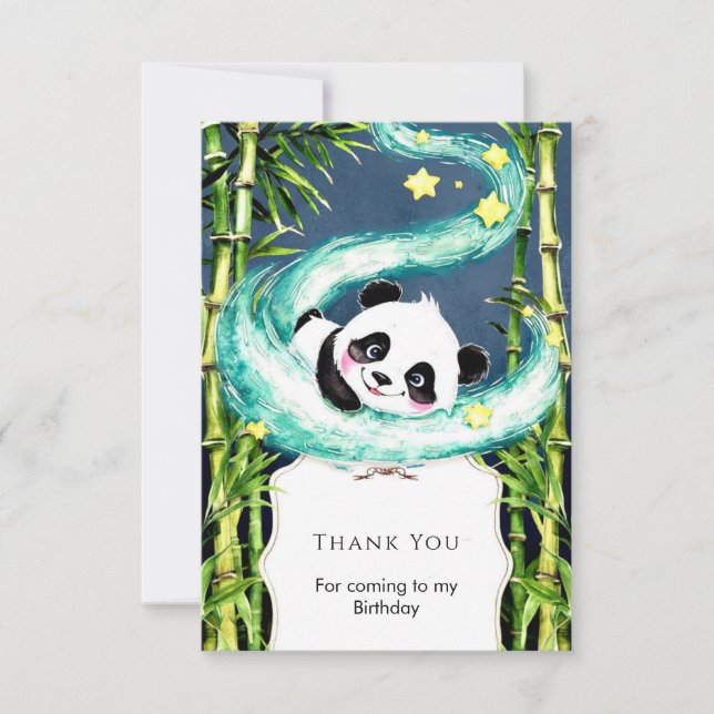 Enkel Pastell Magisk Panda Födelsedag Tack Kort (Framsida)