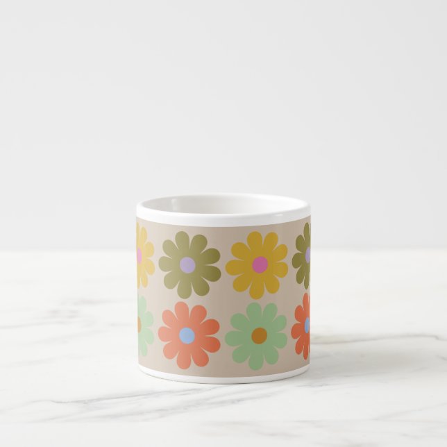 Enkel Pastell Vintage Blommönster Espressomugg (Framsidan)