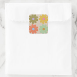 Enkel Pastell Vintage Blommönster Fyrkantigt Klistermärke