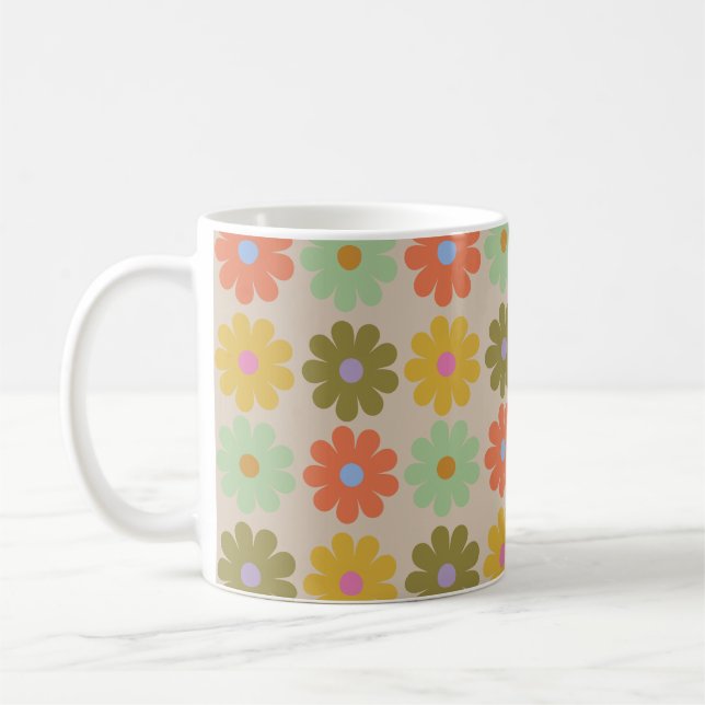 Enkel Pastell Vintage Blommönster Kaffemugg (Vänster)
