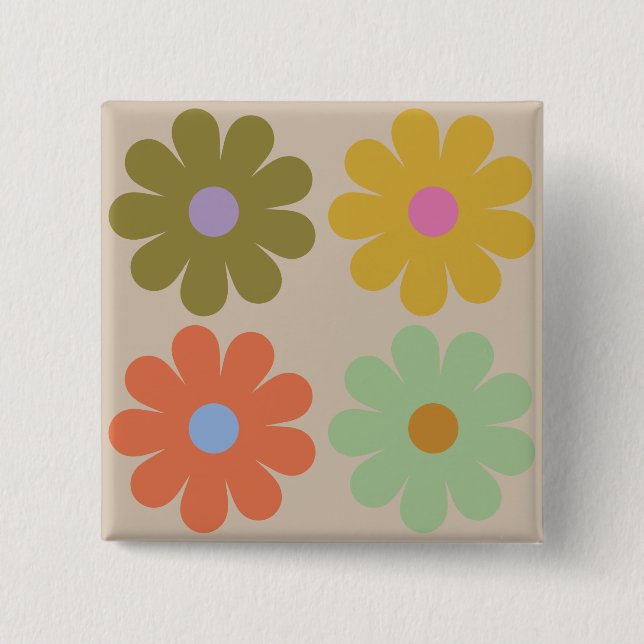 Enkel Pastell Vintage Blommönster Knapp (Framsida)