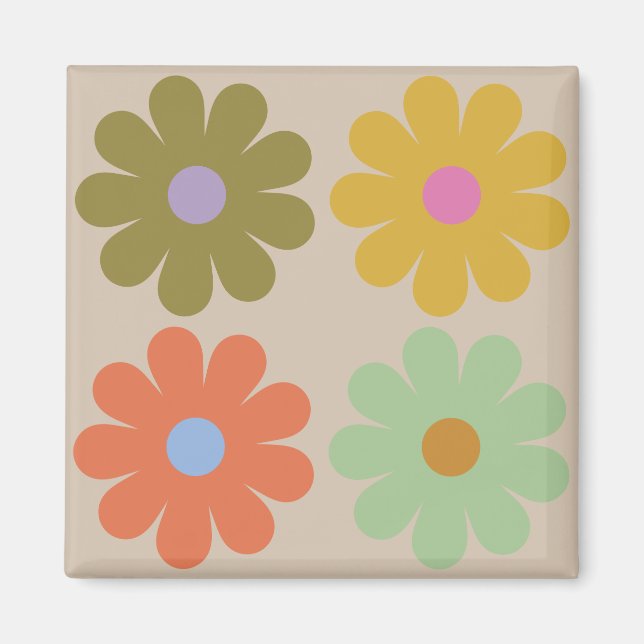 Enkel Pastell Vintage Blommönster Magnet (Framsidan)
