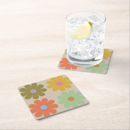 Enkel Pastell Vintage Blommönster Underlägg Papper Kvadrat