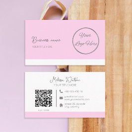 Enkel pastellkod QR rosa feminin Visitkort