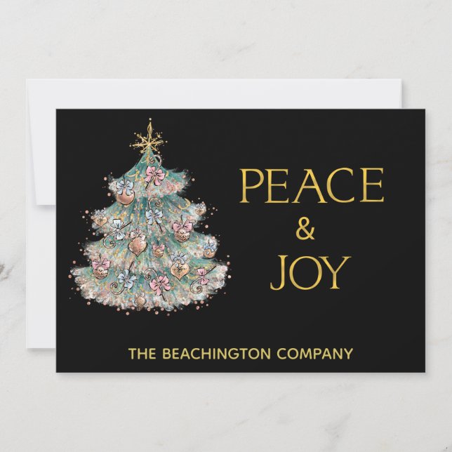 *~* Enkel PEACE JOY Corporate Julgran Card (Framsida)