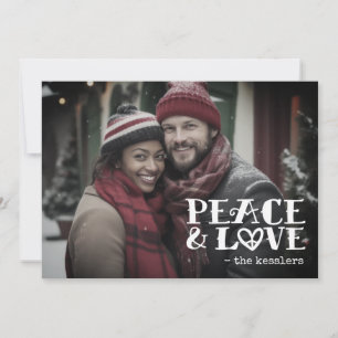 Enkel Peace & Love Handskriven Foto Julkort