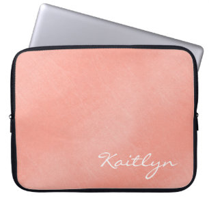 Enkel peachy-Rosa-kryssel med Namn Laptop Fodral