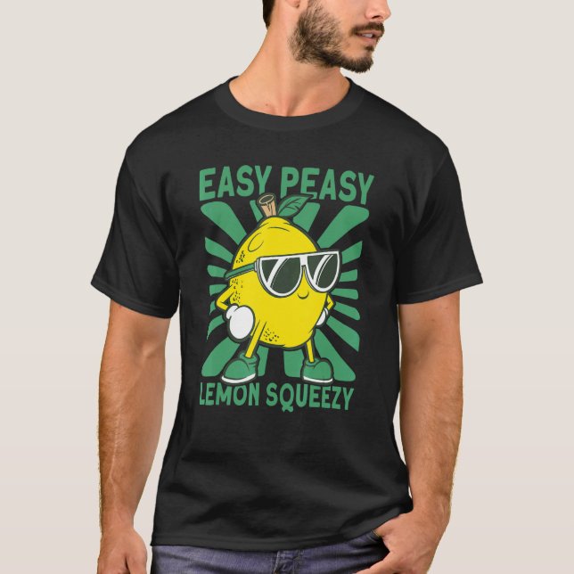 Enkel Peasy Lemon Squeezy Lemonade stand Crew T Shirt (Framsida)