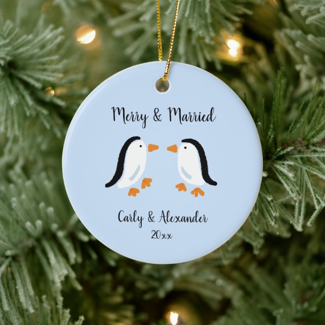 Enkel penguin lite gift jul julgransprydnad keramik (Träd)