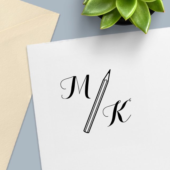 Enkel pennmonogram Initialer Självfärgande Stämpel (Skapare uppladdad)