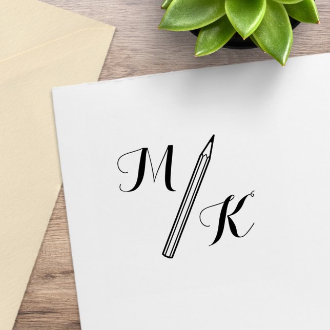 Enkel pennmonogram Initialer Stämpel (Skapare uppladdad)