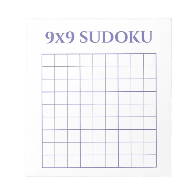 Enkel Periwinkle och vit 9x9 Sudoku-mall Anteckningsblock (Framsida)