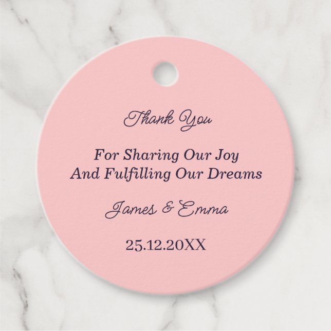 Enkel persika Personlig Bröllop Gåvor Etiketter (Framsida)