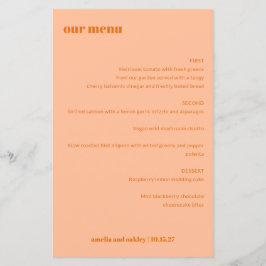 Enkel persiko-Orange Enkel Personligt bröllp-meny