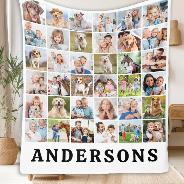 Enkel Personlig 36 Photos Collage Cute Family Fleecefilt (Skapare uppladdad)