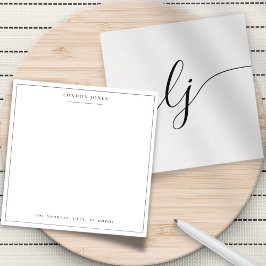Enkel Personlig för Calligraphy Monogram-Elegant Anteckningskort