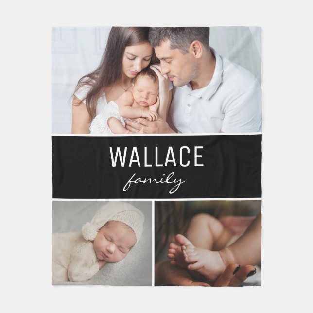 Enkel Personlig för Family Photo Collage Fleecefilt (Framsidan)