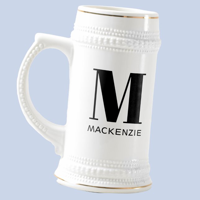 Enkel Personlig för Monogram Namn Sejdel (Simple monogram initial name personalized beer stein. Ideal gift for your dad, brother or grandad.)