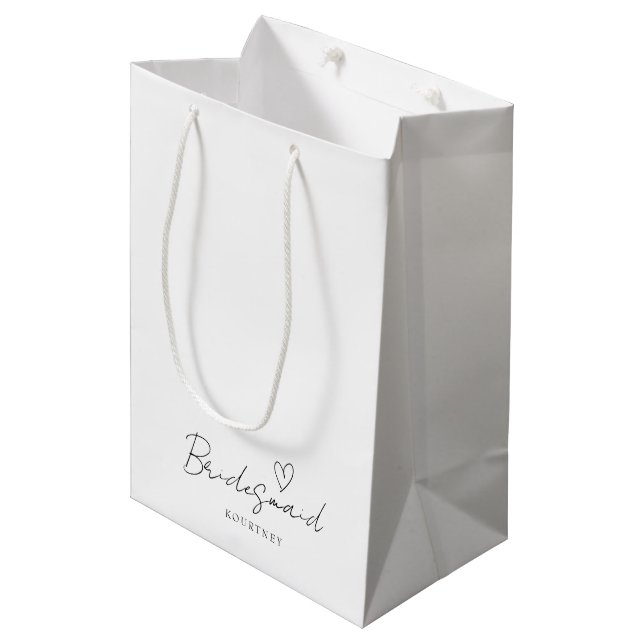 Enkel Personlig för Neutralt Bridesmaid Gift Bag (Framsidan Vinklad)