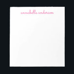 Enkel Personlig för Rosa av  i Cute-skript Anteckningsblock<br><div class="desc">Enkel Personlig för Rosa av Personlig av Chic i Anteckningsblock Stationery med namn som du väljer. Du kan också anpassa färg i utskriften genom att välja "Anpassa mallen" och sedan "Klicka för att anpassa ytterligare"</div>