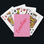 Enkel Personlig för Rosa av Trendig Red Calligraph Casinokort<br><div class="desc">Minimalistisk uppspelningskort för Calligraphy Personlig Namn i Bright Rosa och Red</div>
