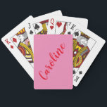 Enkel Personlig för Rosa av Trendig Red Calligraph Casinokort<br><div class="desc">Minimalistisk uppspelningskort för Calligraphy Personlig Namn i Bright Rosa och Red</div>