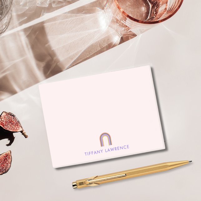 Enkel Personlig för  Rosa för regnbåge Post-it Block (Simple Rainbow Blush Pink Personalized Post-it Notes
)