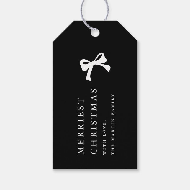 Enkel Personlig för svart och vitt julfack Presentetikett (Framsidan)