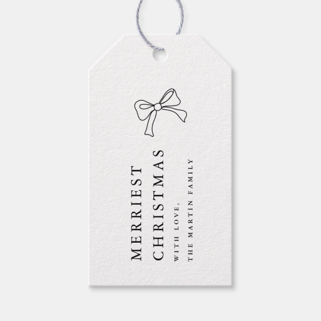 Enkel Personlig för svart och vitt julfack Presentetikett (Framsidan)