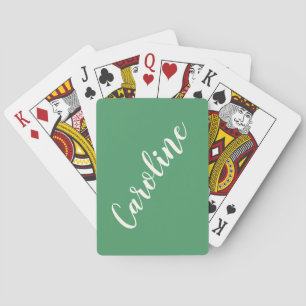 Enkel Personlig för Trendig Kelly Grönt Calligraph Casinokort